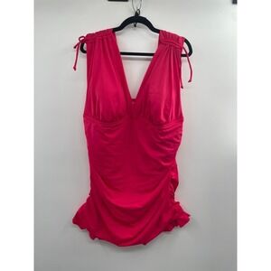 NWOT Swimsuits For All One-Piece Women 22 Red Raspberry Twist Front Bathing Suit
